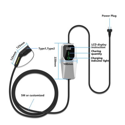3.5kW 7kW 11kW Ev Charger Ac Draagbare oplaadstapel IP65 waterdicht