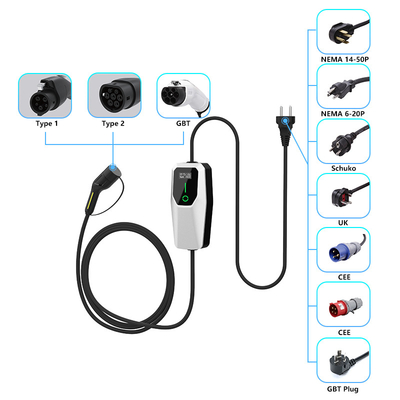 3.5kW 7kW 11kW Ev Charger Ac Draagbare oplaadstapel IP65 waterdicht