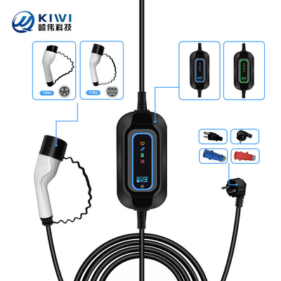 220V KIWI 3,5 kW draagbare EV-oplader type 2 16A J1772 voor laadstation voor elektrische wagens